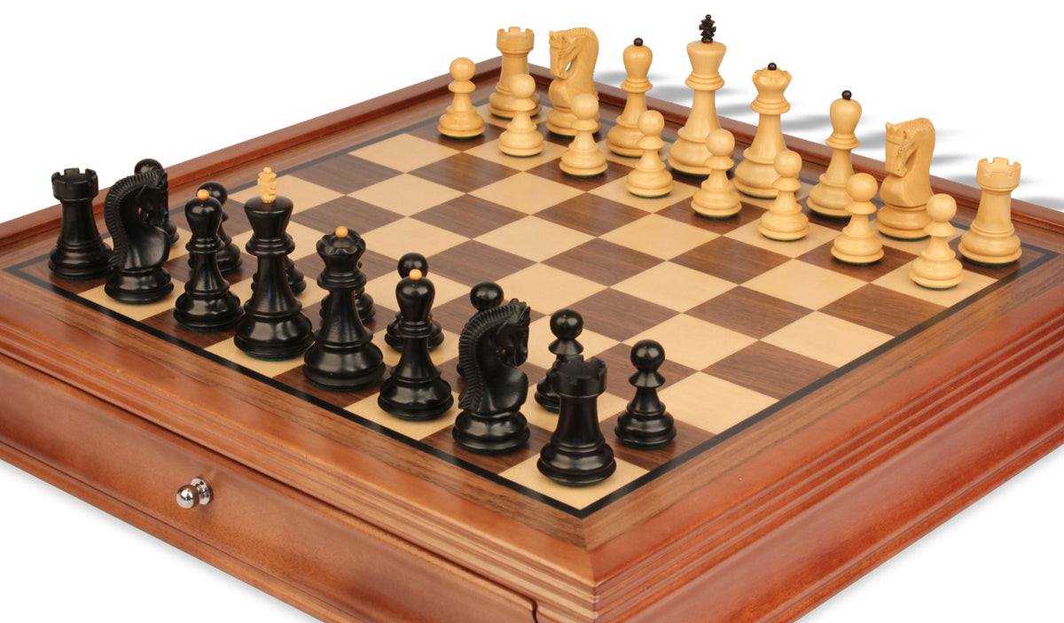 Zagreb Series Chess Set – Ebonized – Walnut Two-Drawer Case – view 2