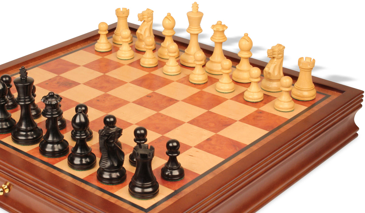 Parker Staunton Chess Set – Elm Burl & Bird's-Eye Maple Case – 3.75" King – view 3