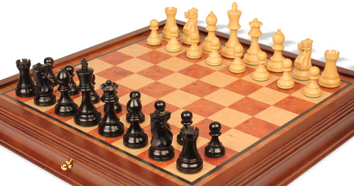Parker Staunton Chess Set – Elm Burl & Bird's-Eye Maple Case – 3.75" King – view 2